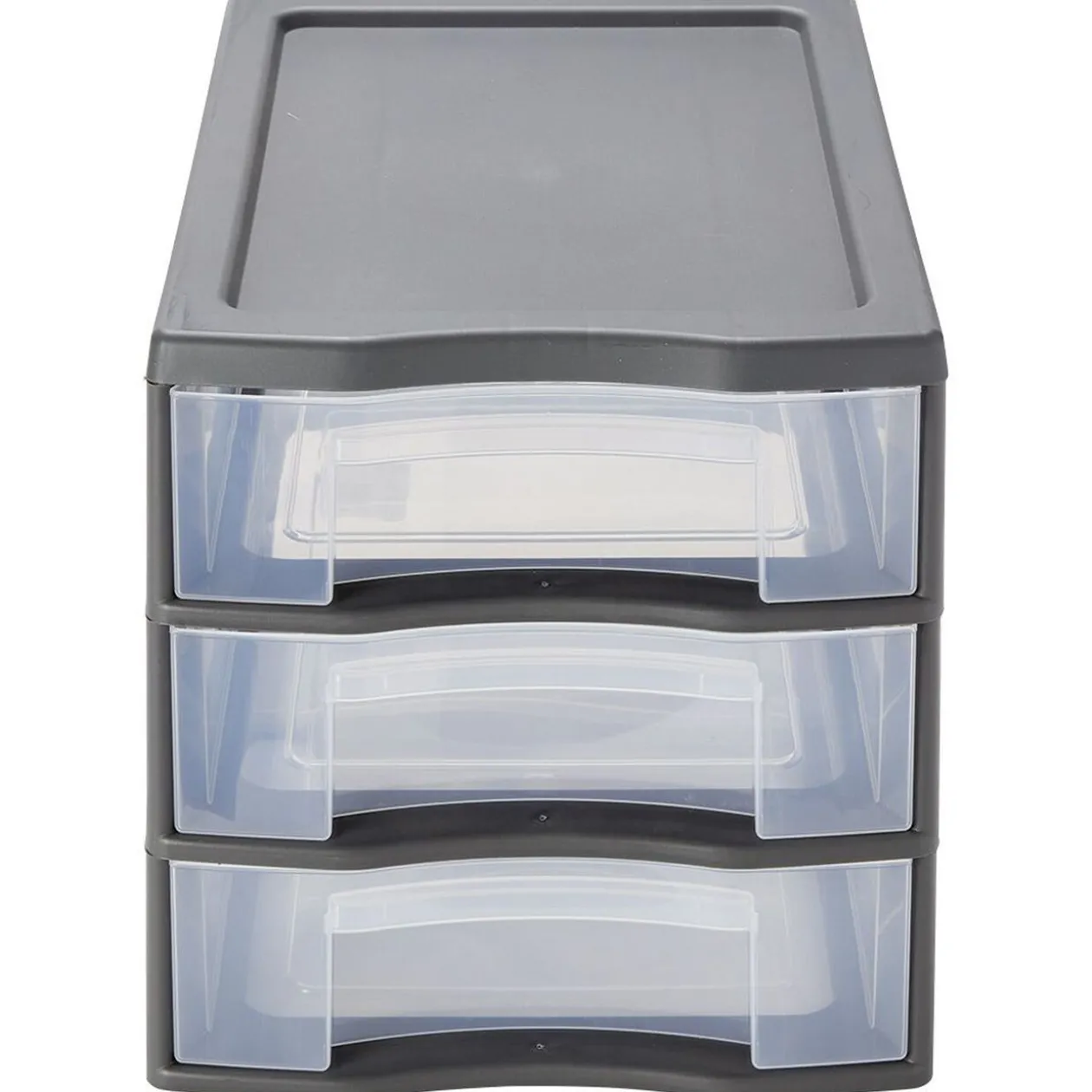 Tour de rangement A4 3 tiroirs grise et transparente 12L