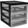 Tour de rangement A5 noire 3 tiroirs transparent 6 L