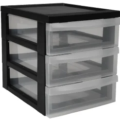 Tour de rangement A5 noire 3 tiroirs transparent 6 L