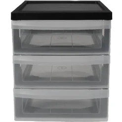 Tour de rangement A5 noire 3 tiroirs transparent 6 L