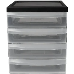 Tour de rangement A5 noire 4 tiroirs transparent