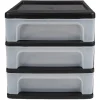 Tour de rangement A4 noire 3 tiroirs transparent 12 L