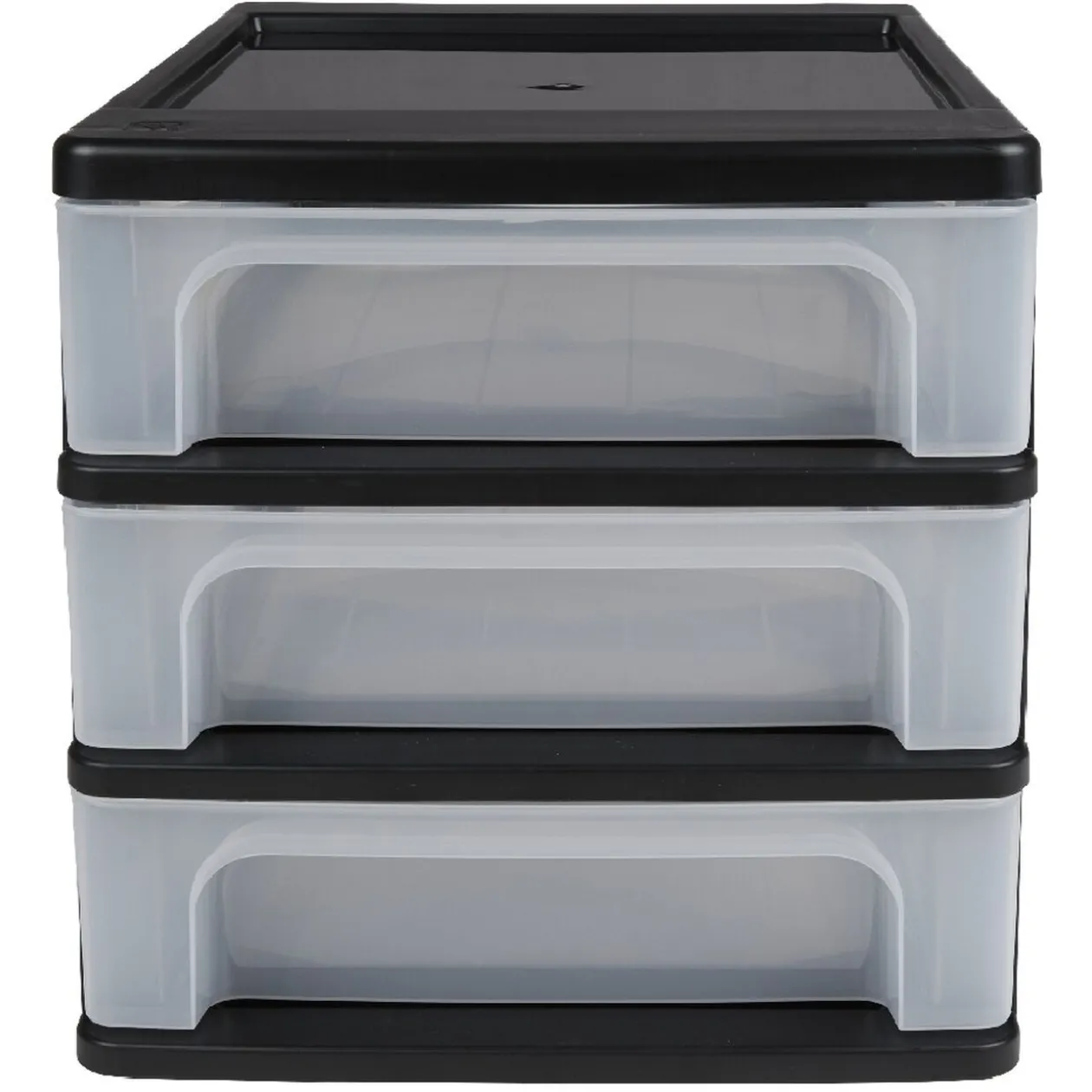 Tour de rangement A4 noire 3 tiroirs transparent 12 L