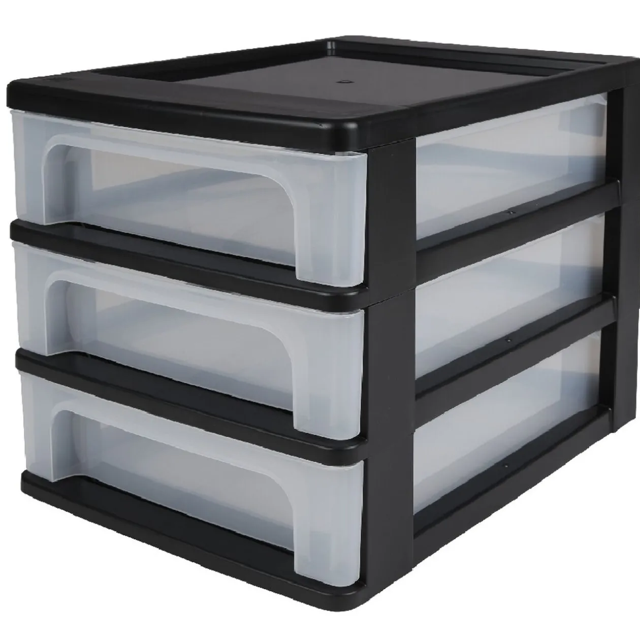 Tour de rangement A4 noire 3 tiroirs transparent 12 L