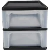 Tour de rangement A4 noire 2 tiroirs transparent 14 L