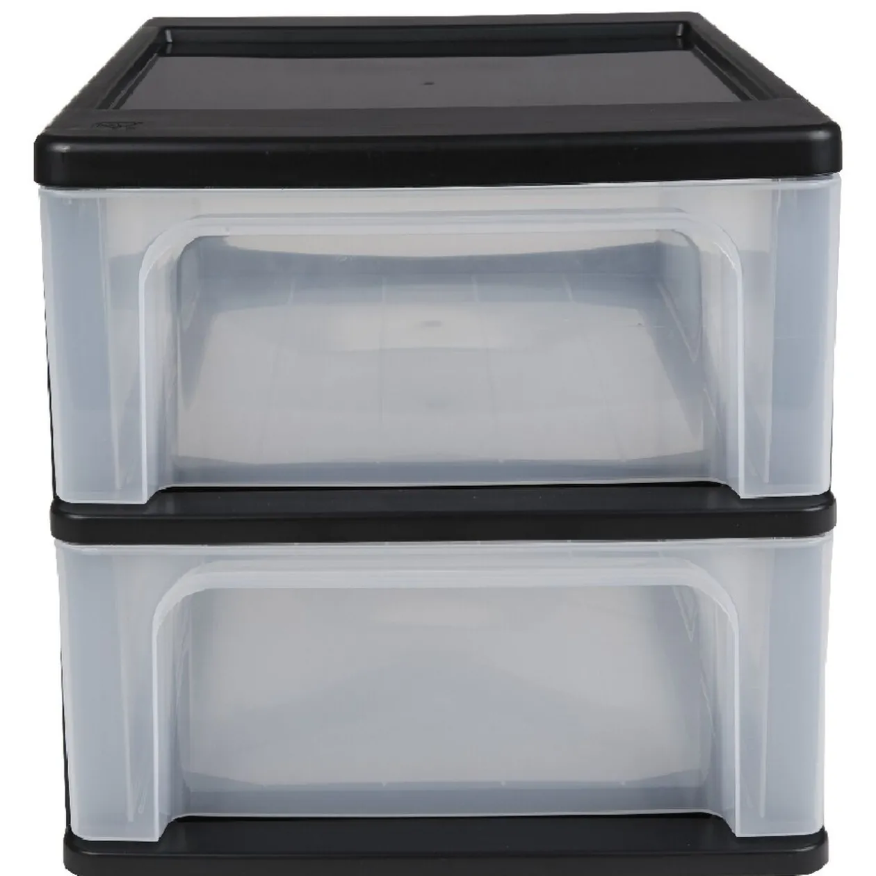 Tour de rangement A4 noire 2 tiroirs transparent 14 L