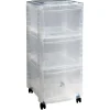 Tour de rangement sur roulettes 3 tiroirs blanc transparent