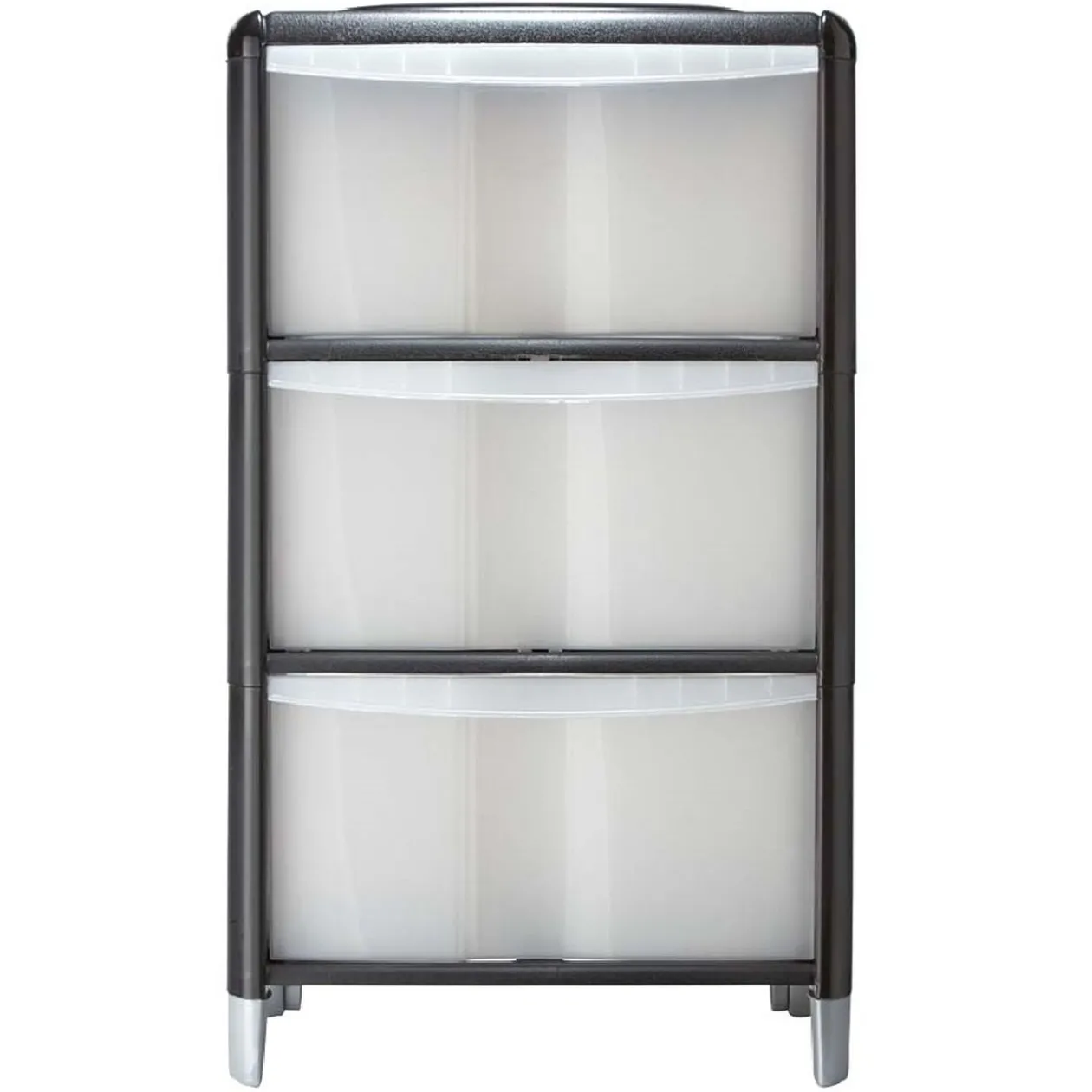 Tour de rangement transparente et noire 3 tiroirs 20L