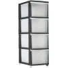 Tour de rangement transparente et noire 4 tiroirs 13,5L