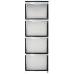 Tour de rangement transparente et noire 4 tiroirs 13,5L