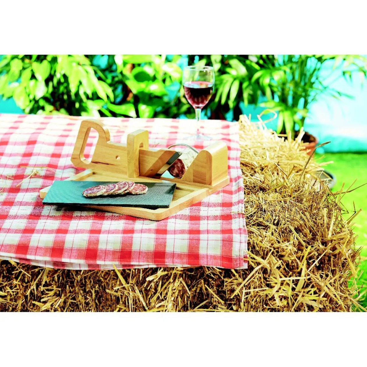 Trancheuse à saucisson avec plateau ardoise