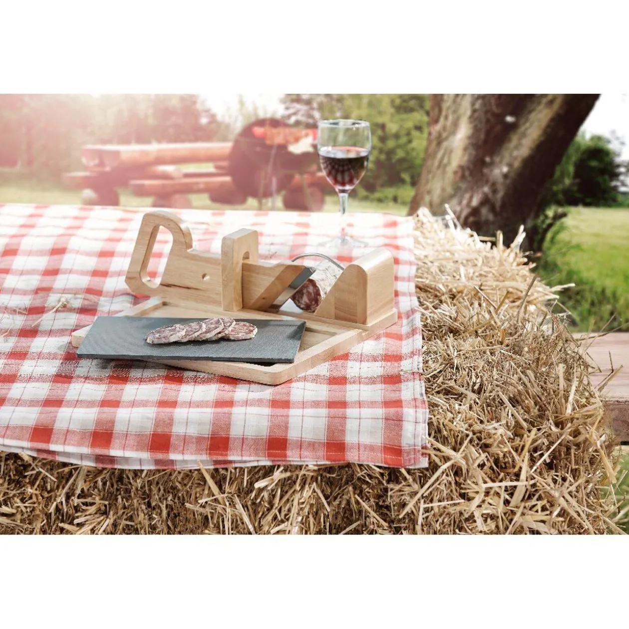 Trancheuse à saucisson avec plateau ardoise