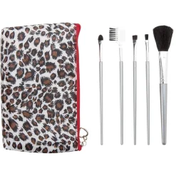Trousse à maquillage motif léopard avec pinceau x5