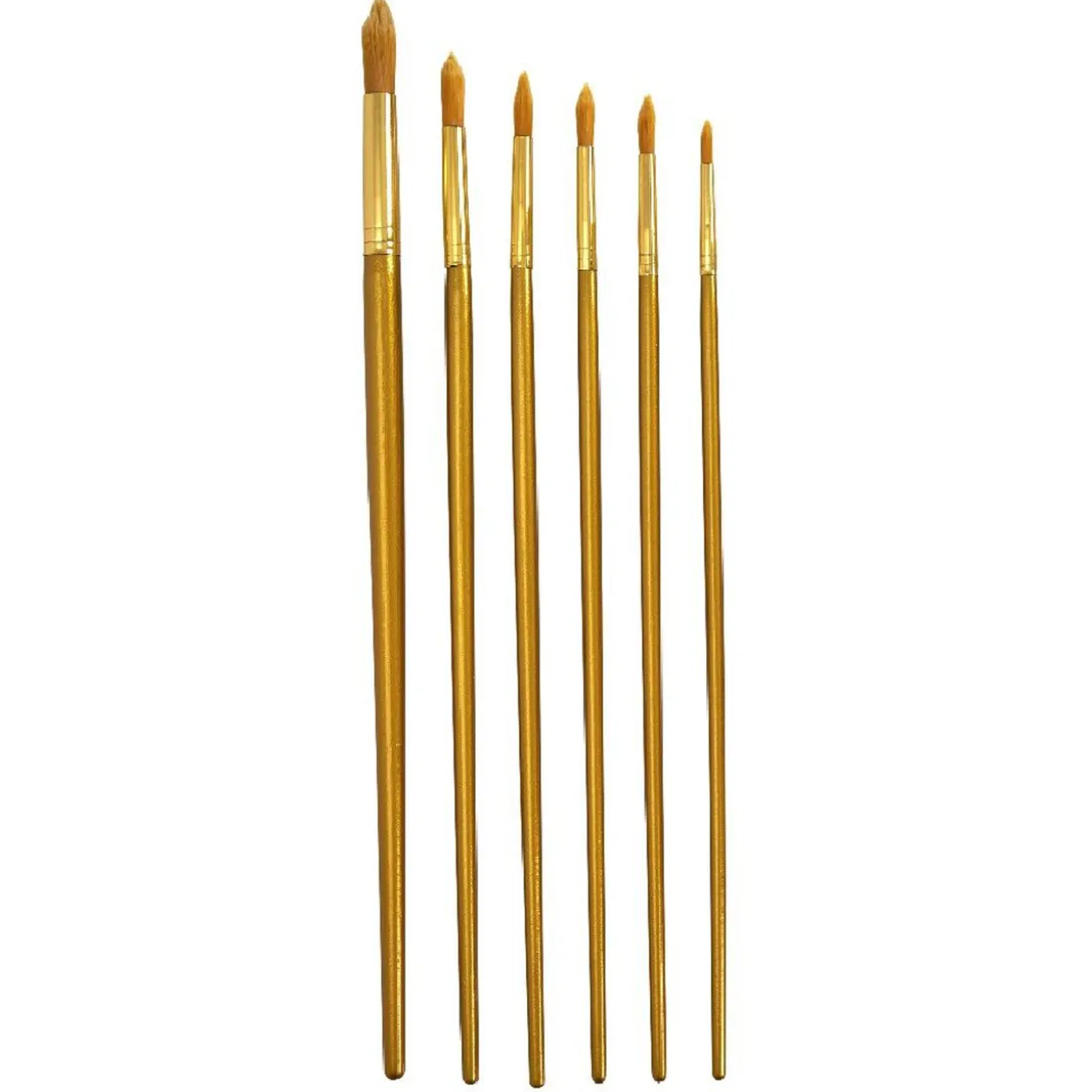 Trousse avec pinceau doré en bois x12