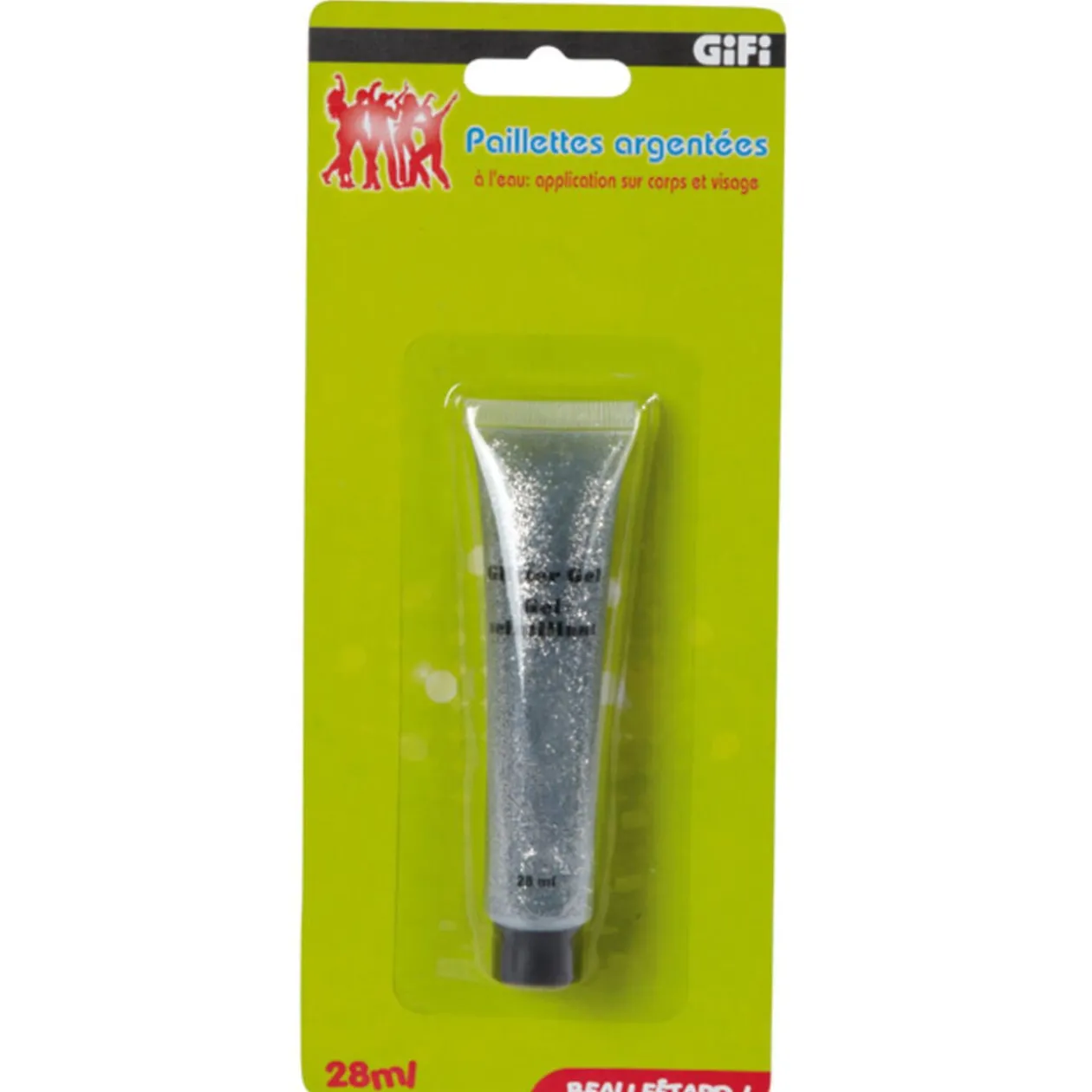 Tube de paillettes argentées