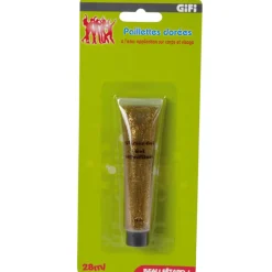 Tube de paillettes dorées