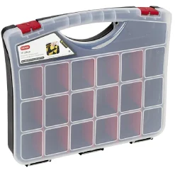 Valisette brico 18 compartiments transparente et noire