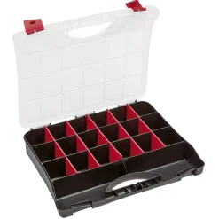 Valisette brico 18 compartiments transparente et noire