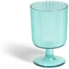 Verre à pied strié 300ml plastique Ø8xH12,5cm- 3 coloris