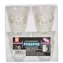 Verre à shooter tête de mort phosphorescent x4