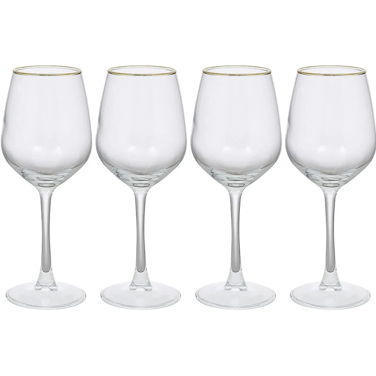 Verre à vin transparent avec liseré doré x4