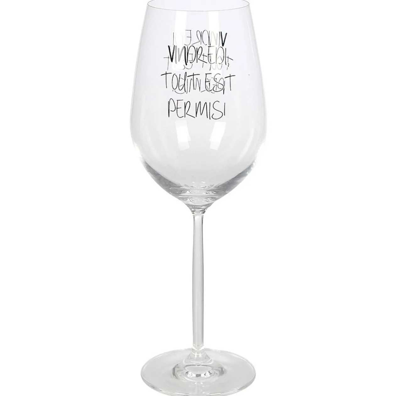 Verre à vin XL sur pied inscription Vendredi tout est permis ! 75 cl