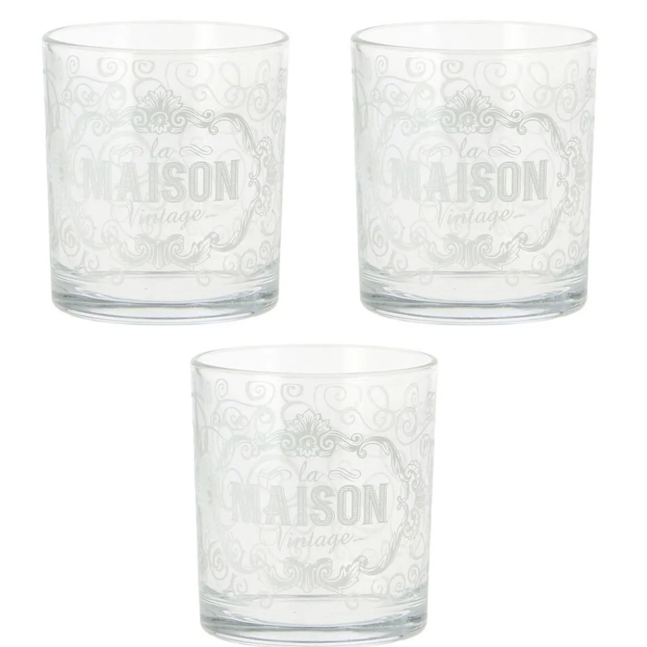 Verre bas la maison vintage x 3
