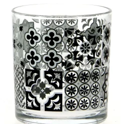 Verre bas motif carreaux de ciment x 3