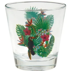 Verre bas style tropical motif toucan 25cl