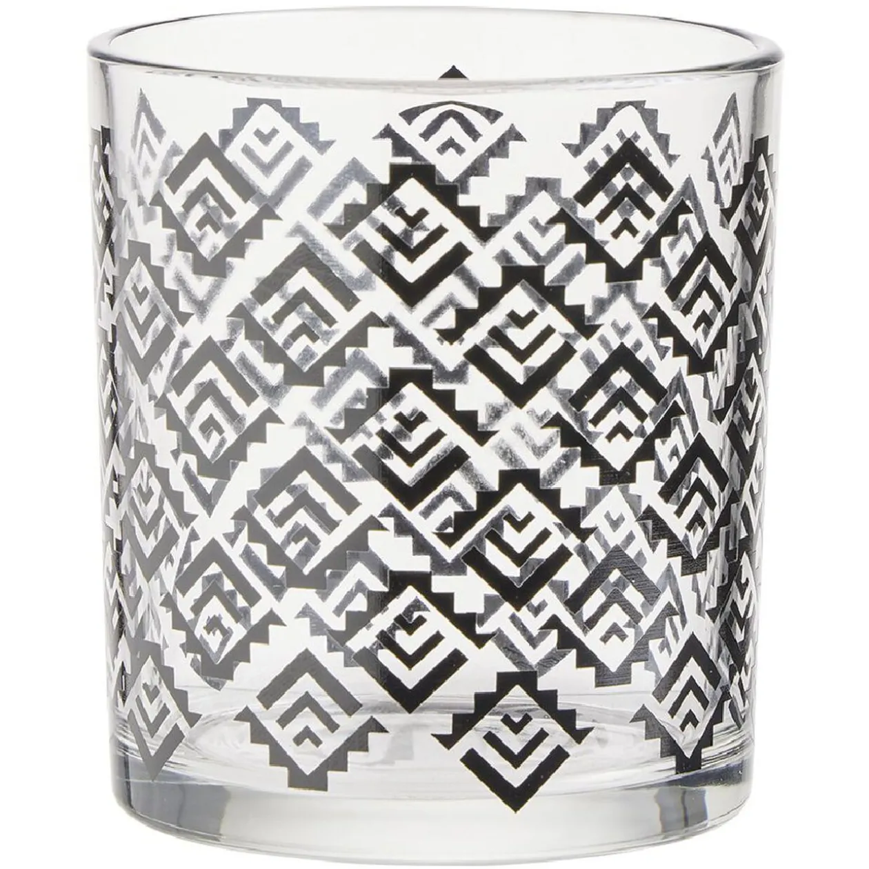 Verre bas transparent motif ethnique noir 25cl x2