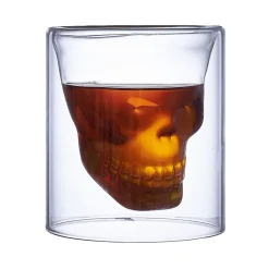 Verre double paroi Halloween tête de mort 25cl
