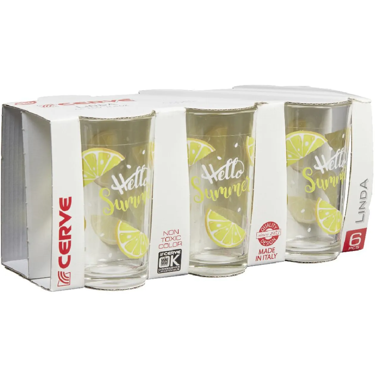 Verre haut citron Hello Summer x 6
