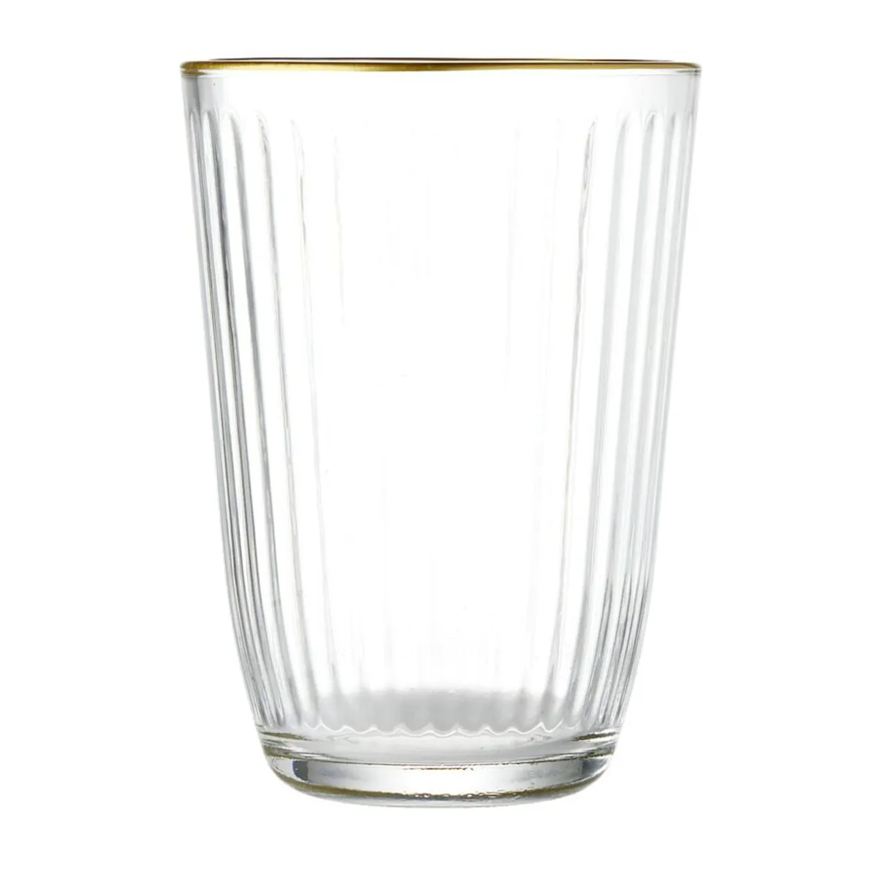 Verre haut strié bord doré 39,5cl Ø8,5cm H12cm