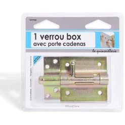 Verrou de box avec porte cadenas - 65x70 mm