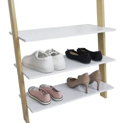 Vestiaire en bois à fixer au mur 3 étagères naturel et blanc