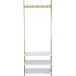 Vestiaire en bois à fixer au mur 3 étagères naturel et blanc