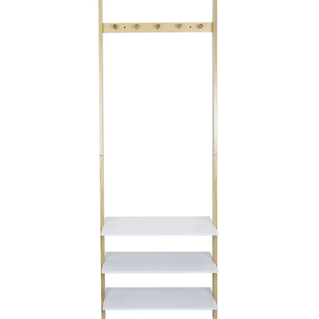 Vestiaire en bois à fixer au mur 3 étagères naturel et blanc