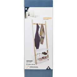 Vestiaire en bois à fixer au mur 3 étagères naturel et blanc