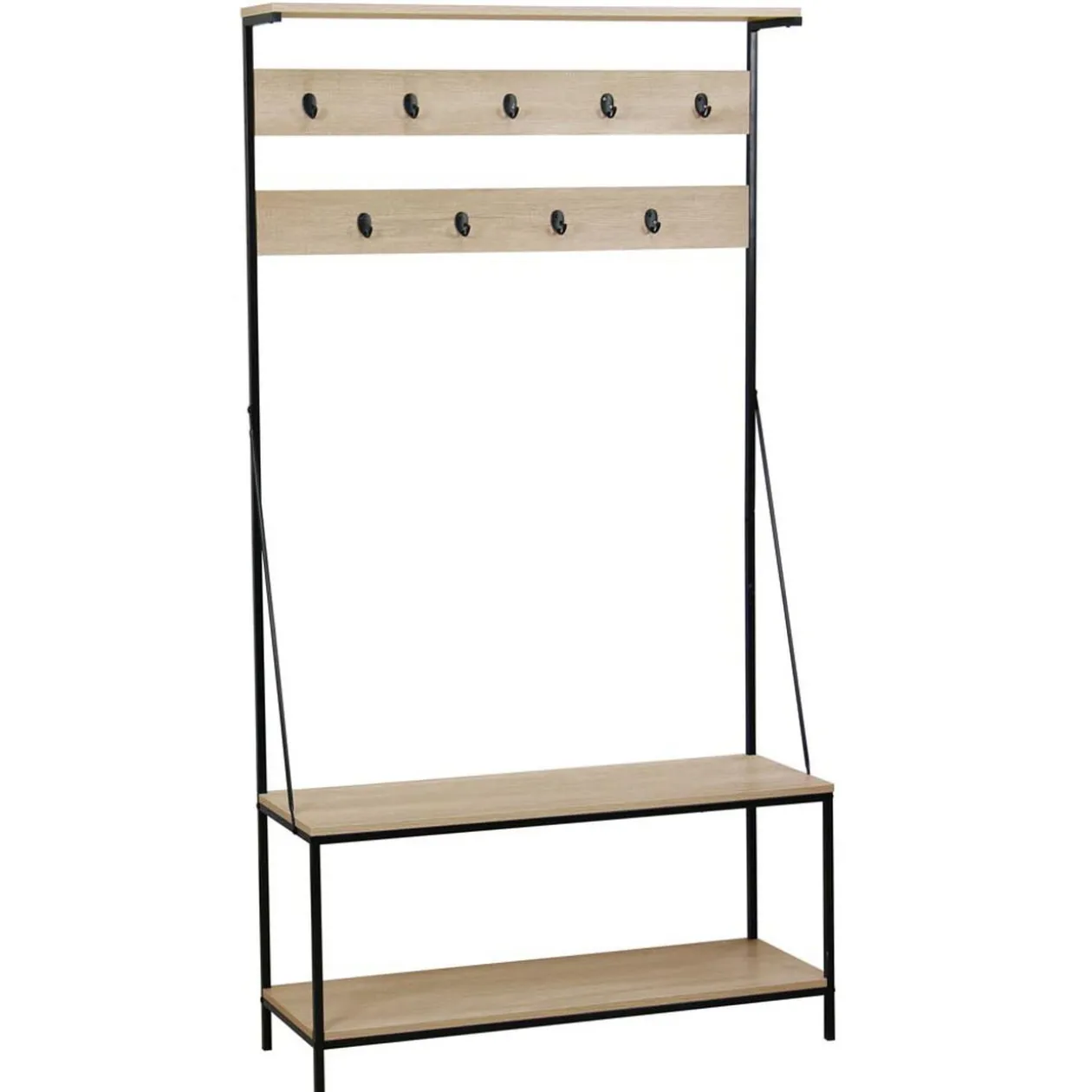 Vestiaire et range chaussures en bois et métal noir WILLIAM