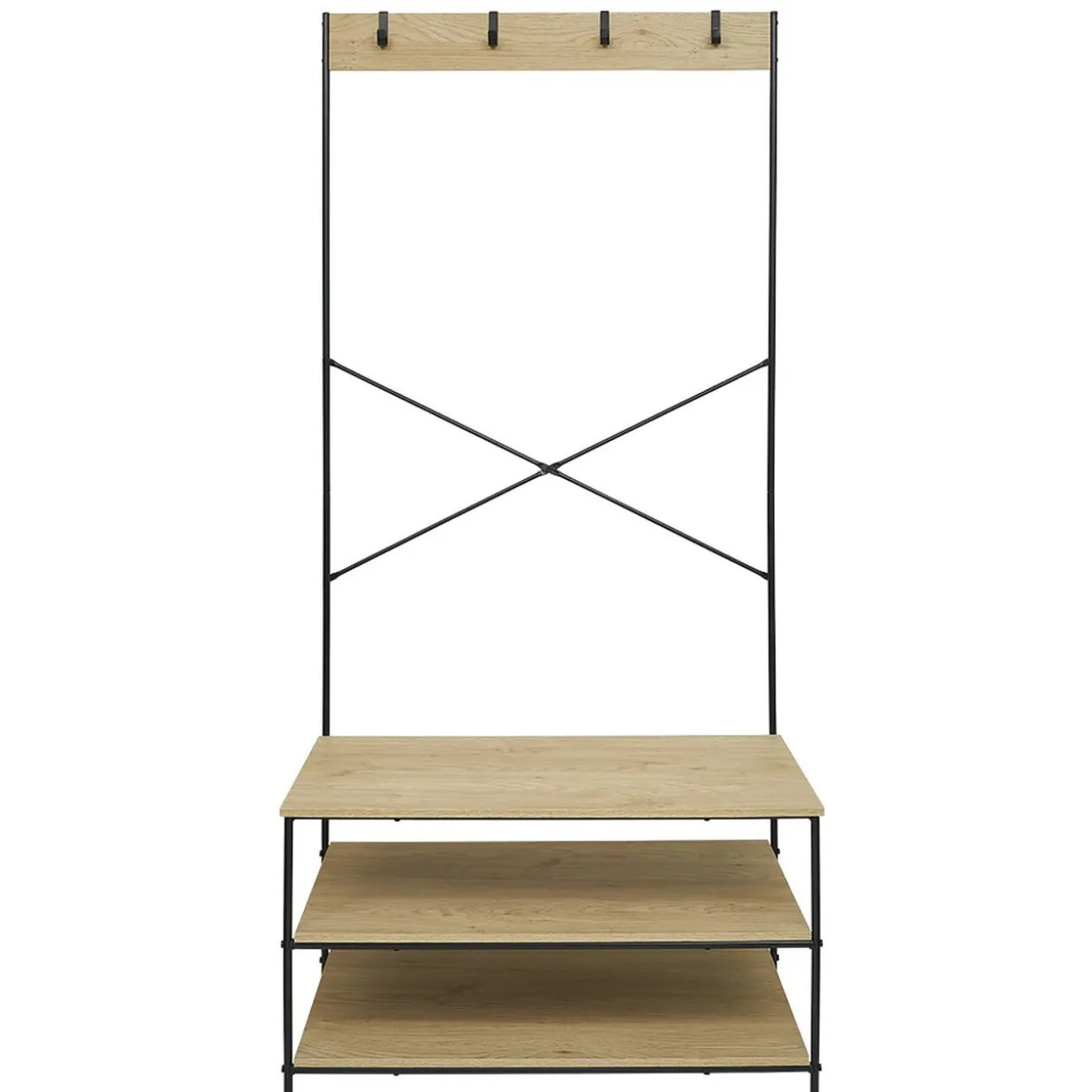 Vestiaire métal et bois 3 étagères 4 crochets L80x40xH170cm
